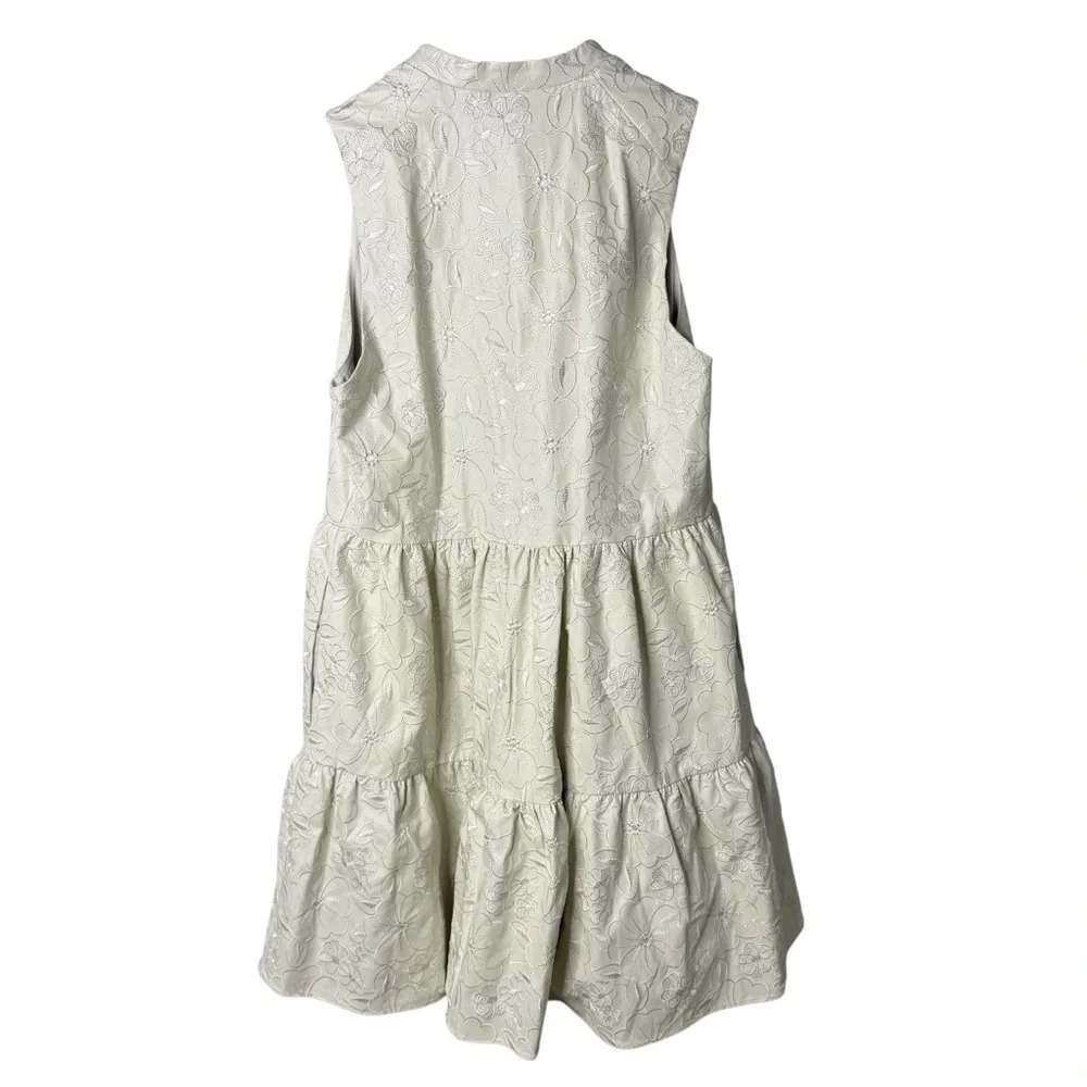 Amanda Uprichard Rylee Dress White Faux Leather Floral Size Small - Picture 6 of 8